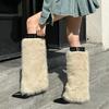 Women's winter imitation fur fox fur boots belt punk European and American tall tube 40 long tube snow boots shoes