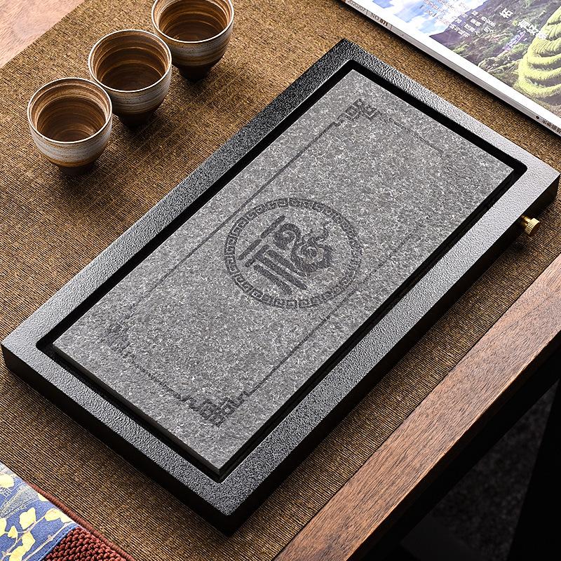 

Creative porcelain stone tea tray household desktop wujinshi tray kung fu tea set tray drain table 34.2x19x4cm