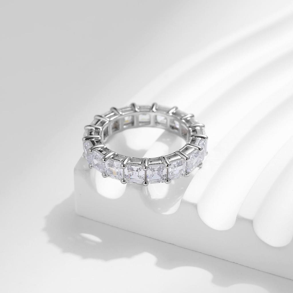 MODIAN 925 Sterling Silver Luxury Emerald Cut Square Sparkling Zirconia Wedding Ring For Women Anniversary Fine Jewelry Gifts