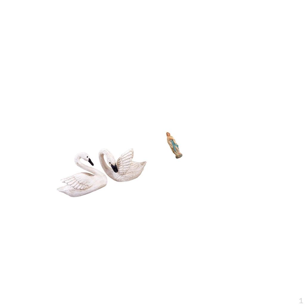Resin Swan Figurines And Mary Lady Sculpture Cake Topper Decorative Artwork for Bedroom Office