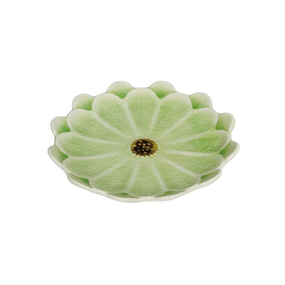 Tanaka Hashiten Fiore Verde Small Plate, Mino Ware, Dishwasher and Microwave Safe, 12cm, Made in Japan, Flower-Shaped Design, Stylish and Cute,