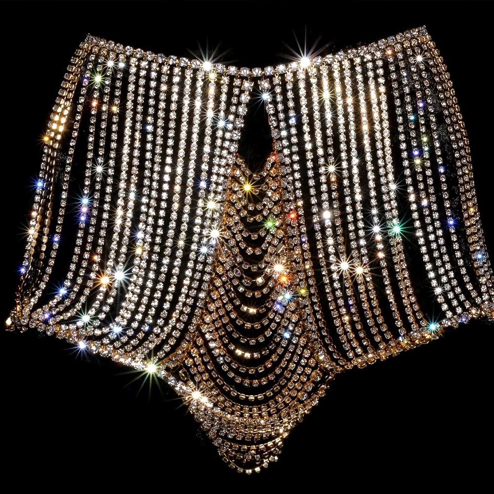 Vairāku slāņu Rhinestone Crop augšējā krūšu