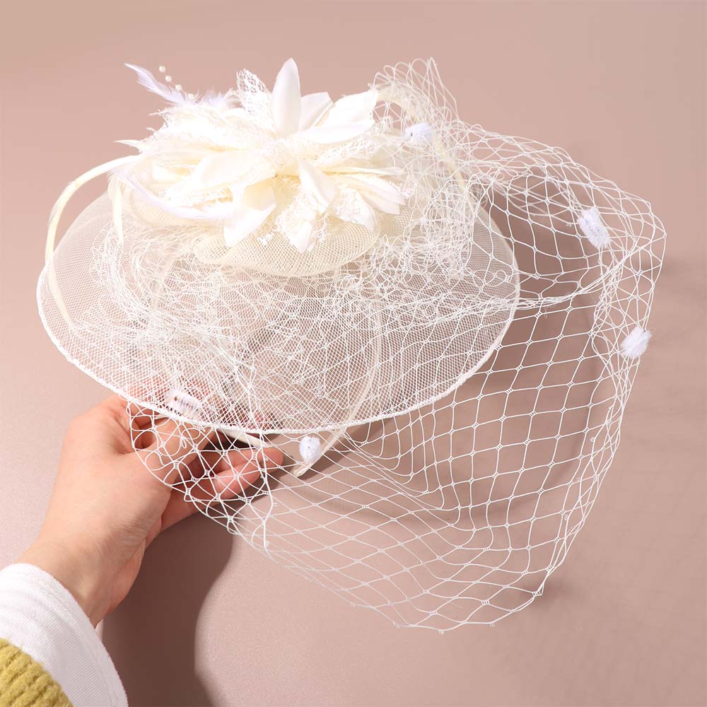 Hepburn Bride Veil Hairdband French Style Mesh Veil Face Cover Fashion Bridal Headband  Headdress