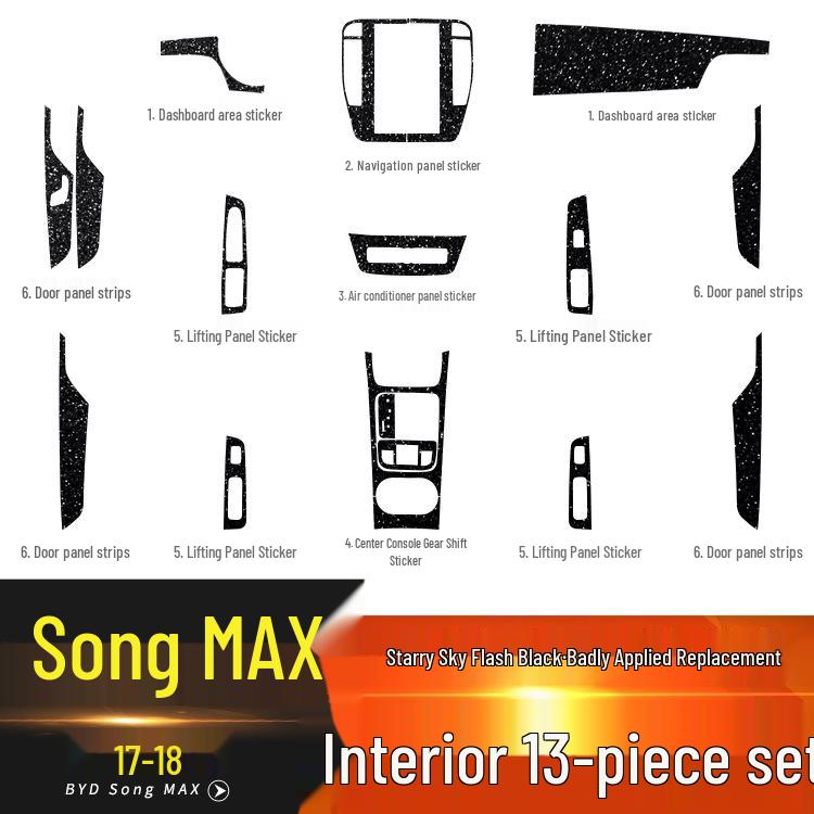 Starry Sky Center Console Film for 17-21 BYD Song Max Interior Decor