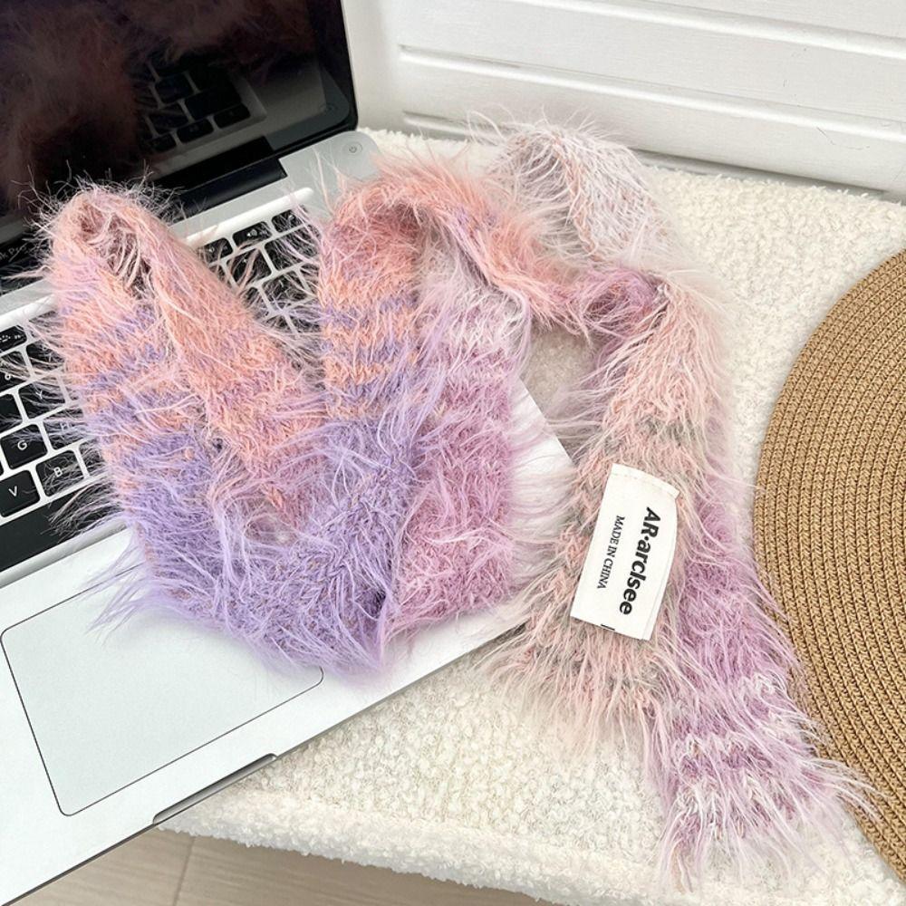 Korean Style Long Narrow Scarves Soft Harajuku Plush Scarf Sweet Y2K Thin Scarf  Girls