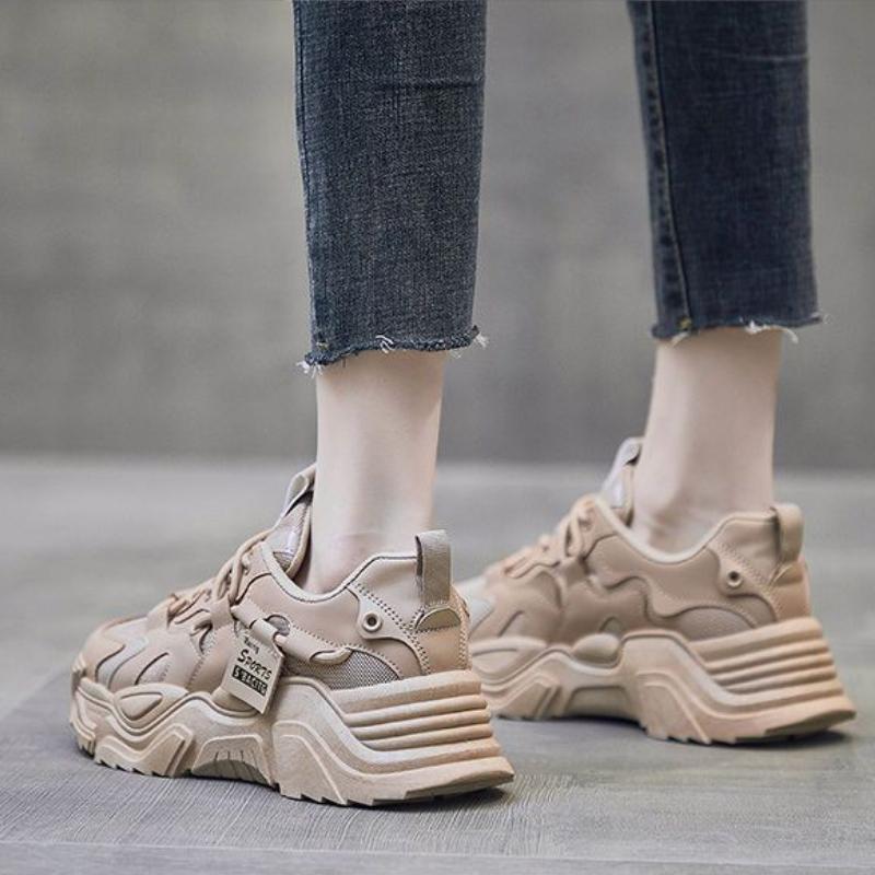 High Quality Leather Women's Casual Shoes New Soft Leather Platform Sneakers Autumn Fashion All-match Women's Vulcanized Shoes