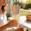 Food Grade Pp Striped Drinking Straws With Ring For Party Catering And Beverage Service