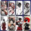 Samurai Warrior Geisha Phone Case For Samsung S21,S22,S23,S30,Ultra,S20,Plus,Fe,Lite,Note,10,9,5G Black Soft Cover