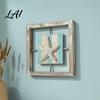 Nordic Style Hanging Decor 3D Conch/Starfish/Shell Wooden Frame Wall Art Distressed Coastal Decoration Small Beach House Ornaments Ocean Inspired
