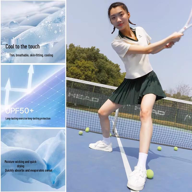 Women's Quick-Dry Athletic Polo Top & Pleated Skirt