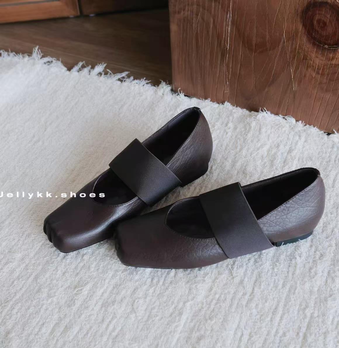 

Sheepskin version~ niche retro old French style cold elephant pattern design ballet super soft fashion single shoes women 40