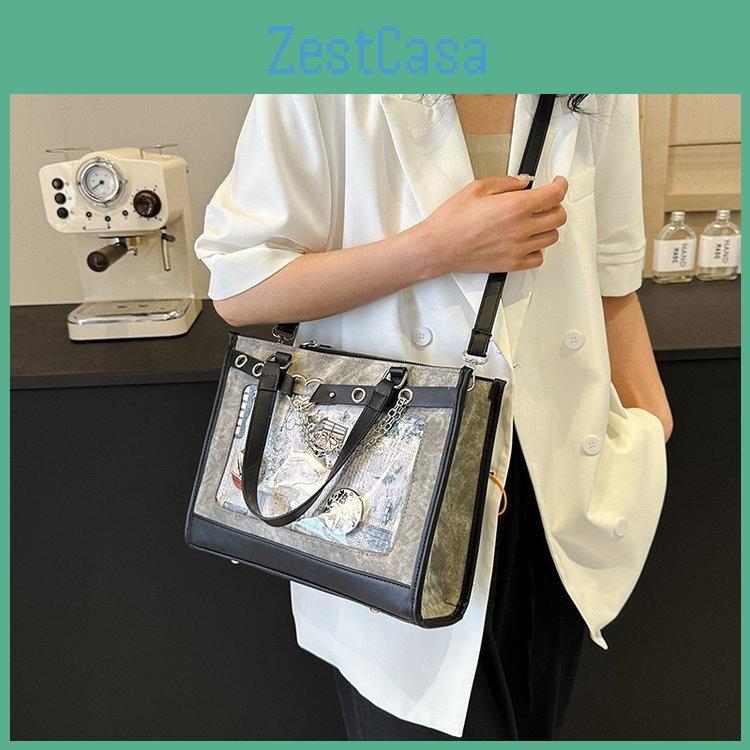 Minimalist Capacity Large Handbag Zipper Pocket Adjustable Straps Teens Travel