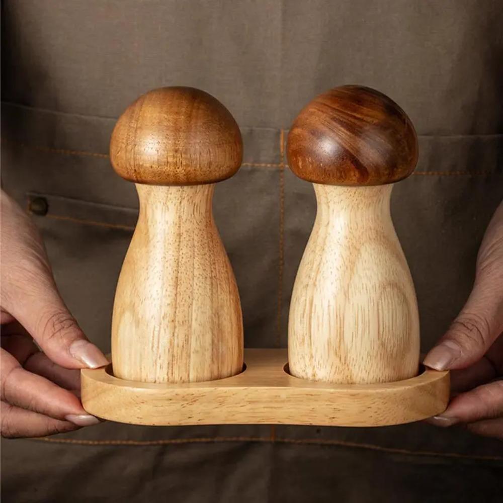 Holz Pfeffermühle Flasche mit Sockel Salzmahlflasche Pilz Pfeffermühle Gewürz