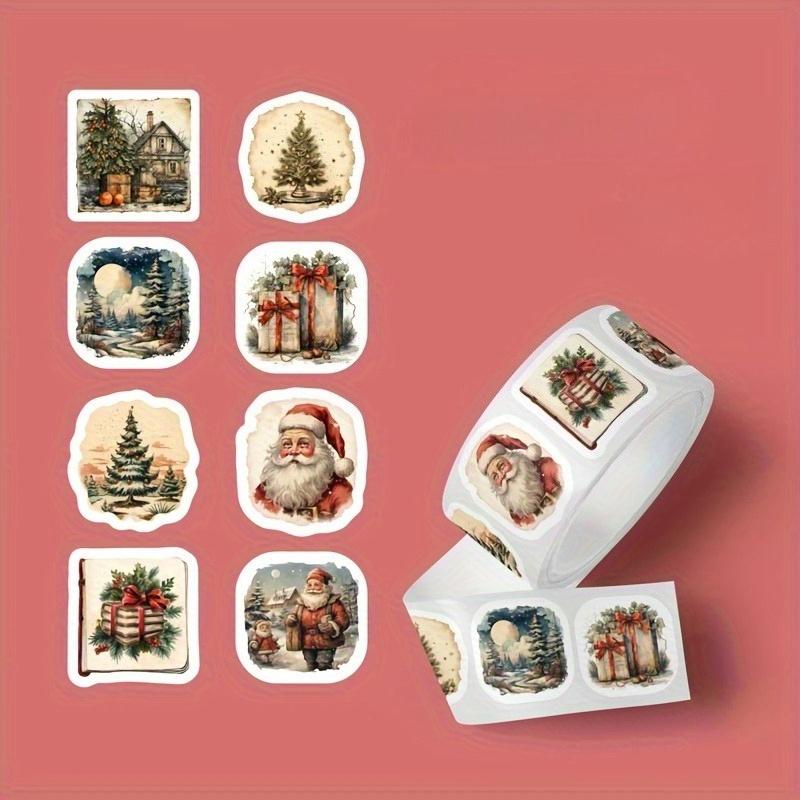 250pcs Vintage Christmas Stickers Self Adhesive Gift Wrapping Card Scrapbooking Christmas Tree Decoration Festive Craft Supplies