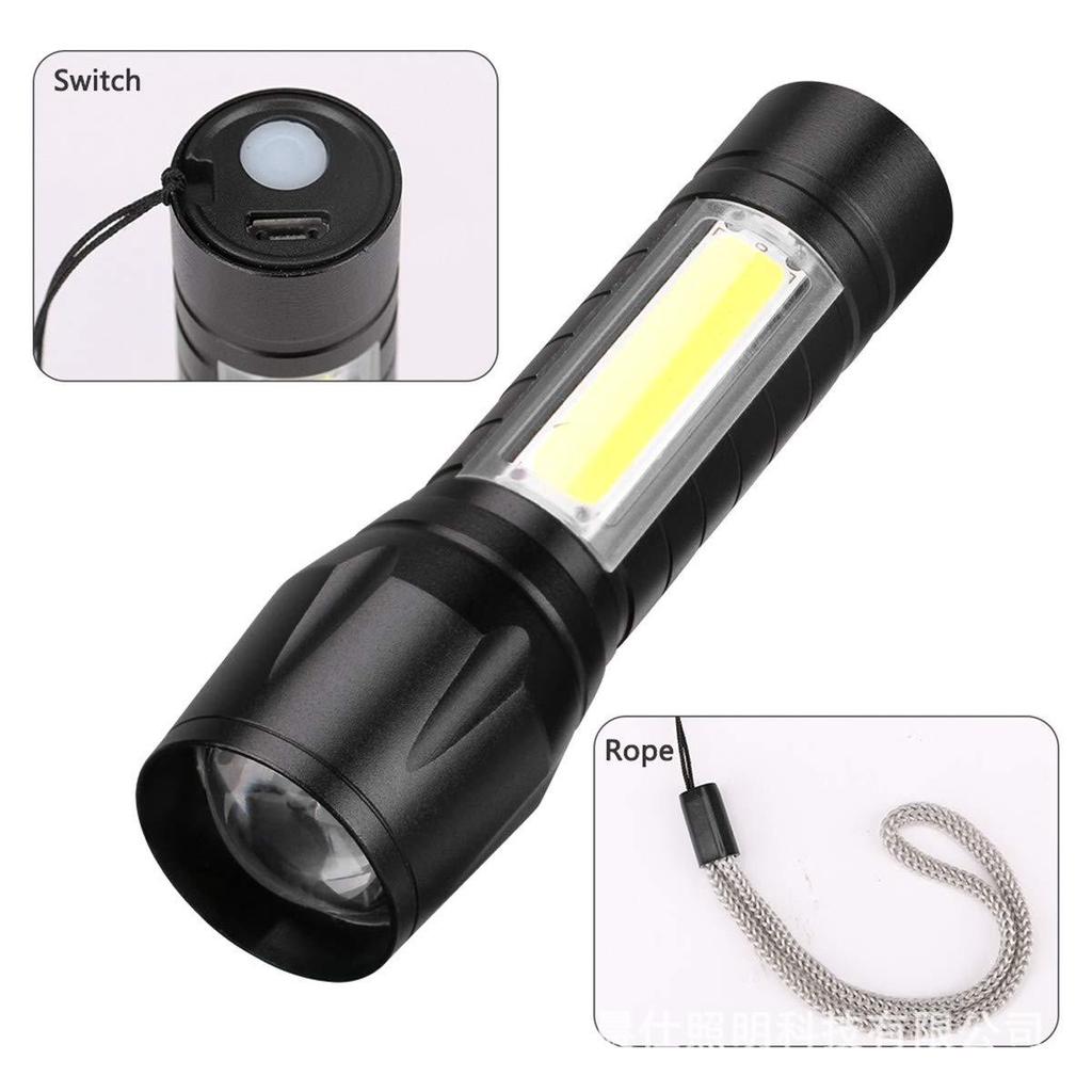 USB Rechargeable Portable Mini COB LED Flashlight Outdoor Hunting Torch with Magnetic Tail Worklight