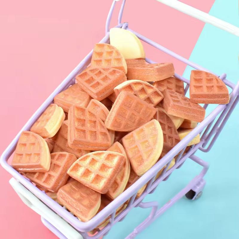 Simulation Cheese Waffle Toast Resin Scrapbooking Decoration Crafts DIY Accessories Dollhouse Mini Artificial Bread 50pc/lot
