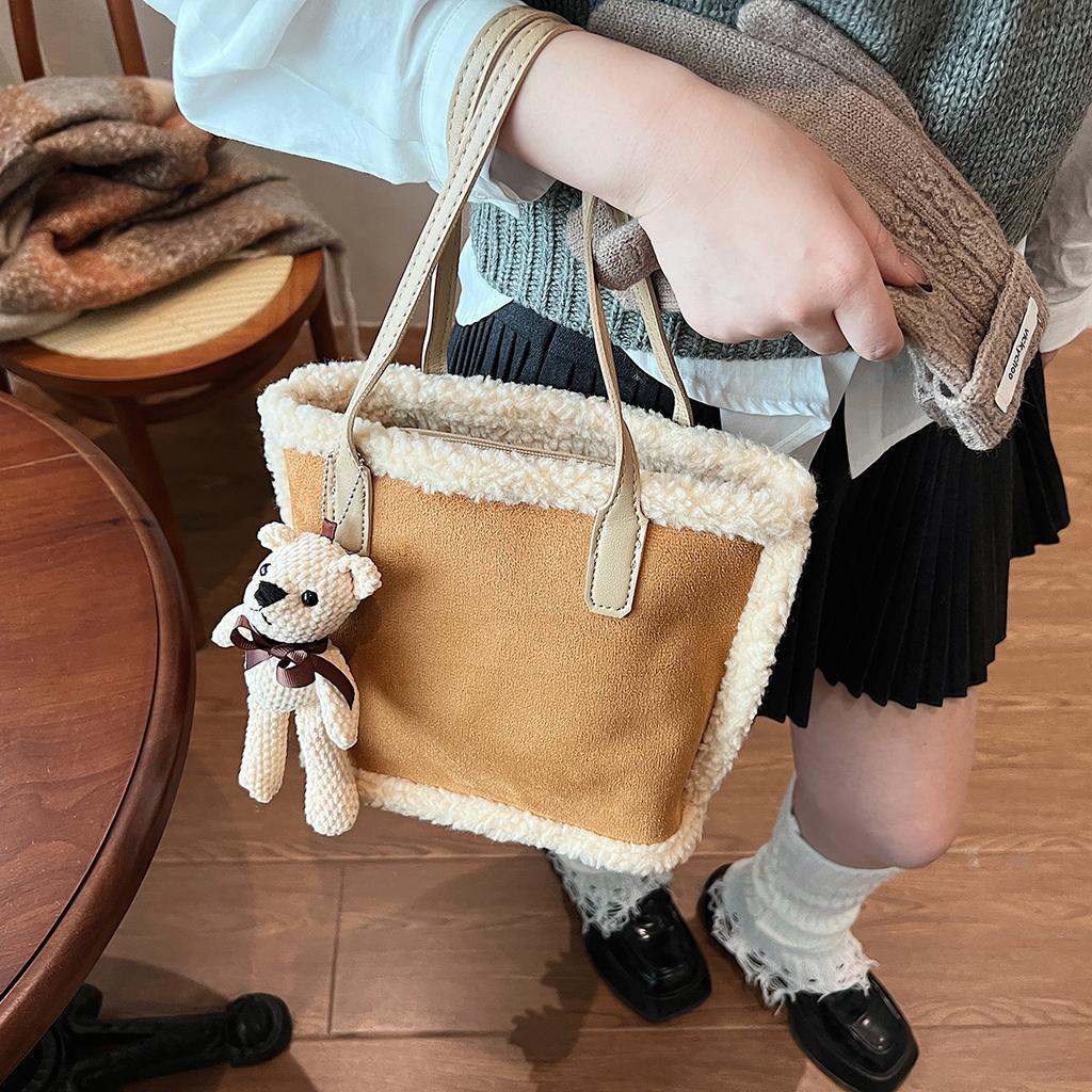 Portable Bucket Bag Women's 20253 Autumn and Winter New Plush Suede Tote Bag Large Capacity Matte Suede