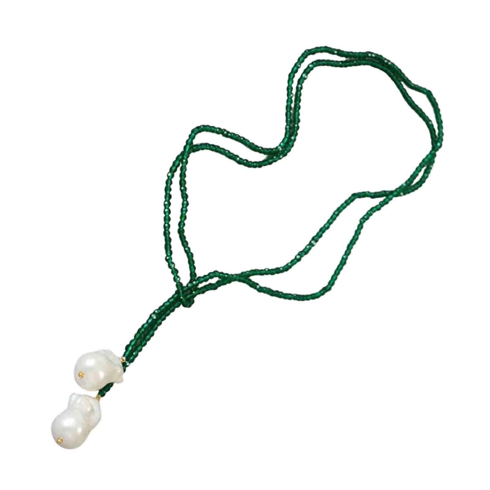 

Элегантное длинное регулируемое колье из барочного жемчуга и кристаллов для женщин, модная бисерная цепочка на шею, украшения ручной работы зелёный
