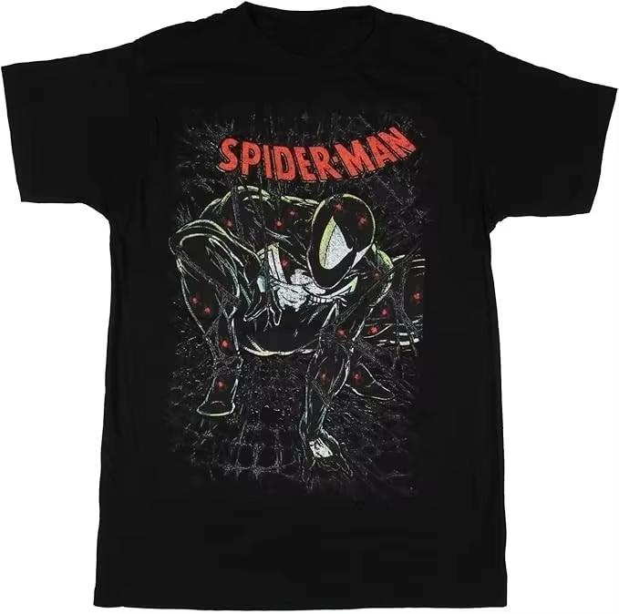 

Marvel Genuine 2026 New Retro Style 90s Spider Cartoon Graphic Print Plus Size Loose Y2K Mens Crew Neck Short Sleeve TShirt 2XL
