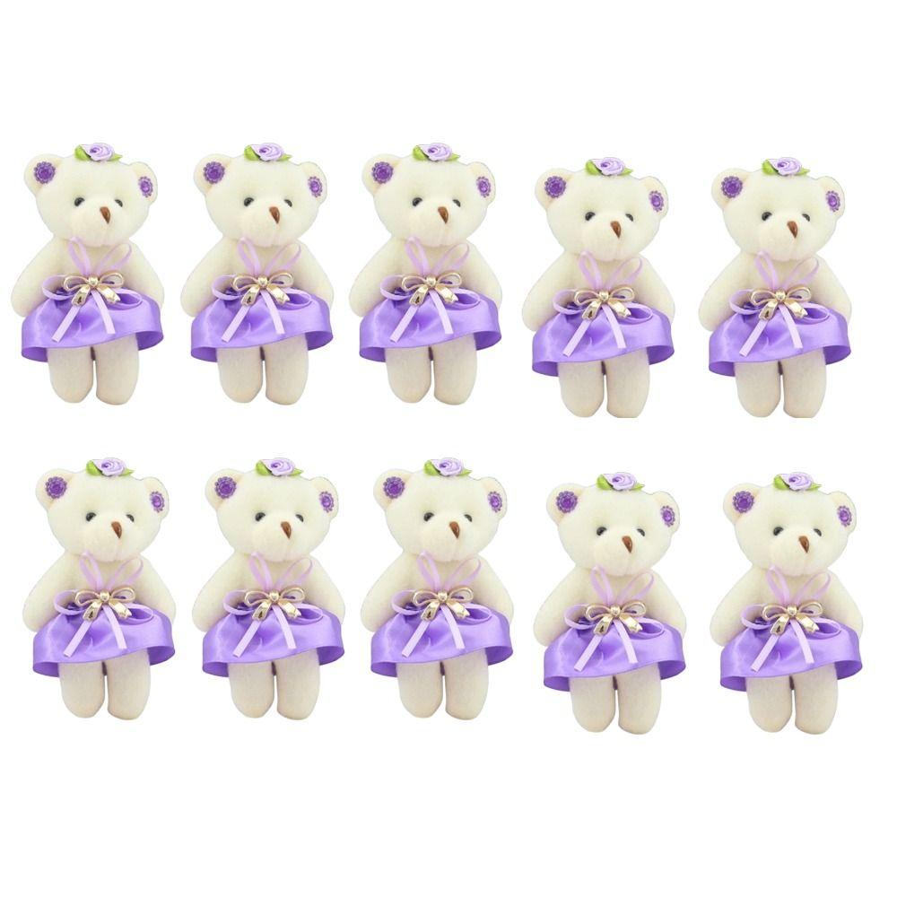 10pcs/set Plush Animal Mini Bear Flower Bouquet Cartoon Bear Plush Toys  Valentine's Day