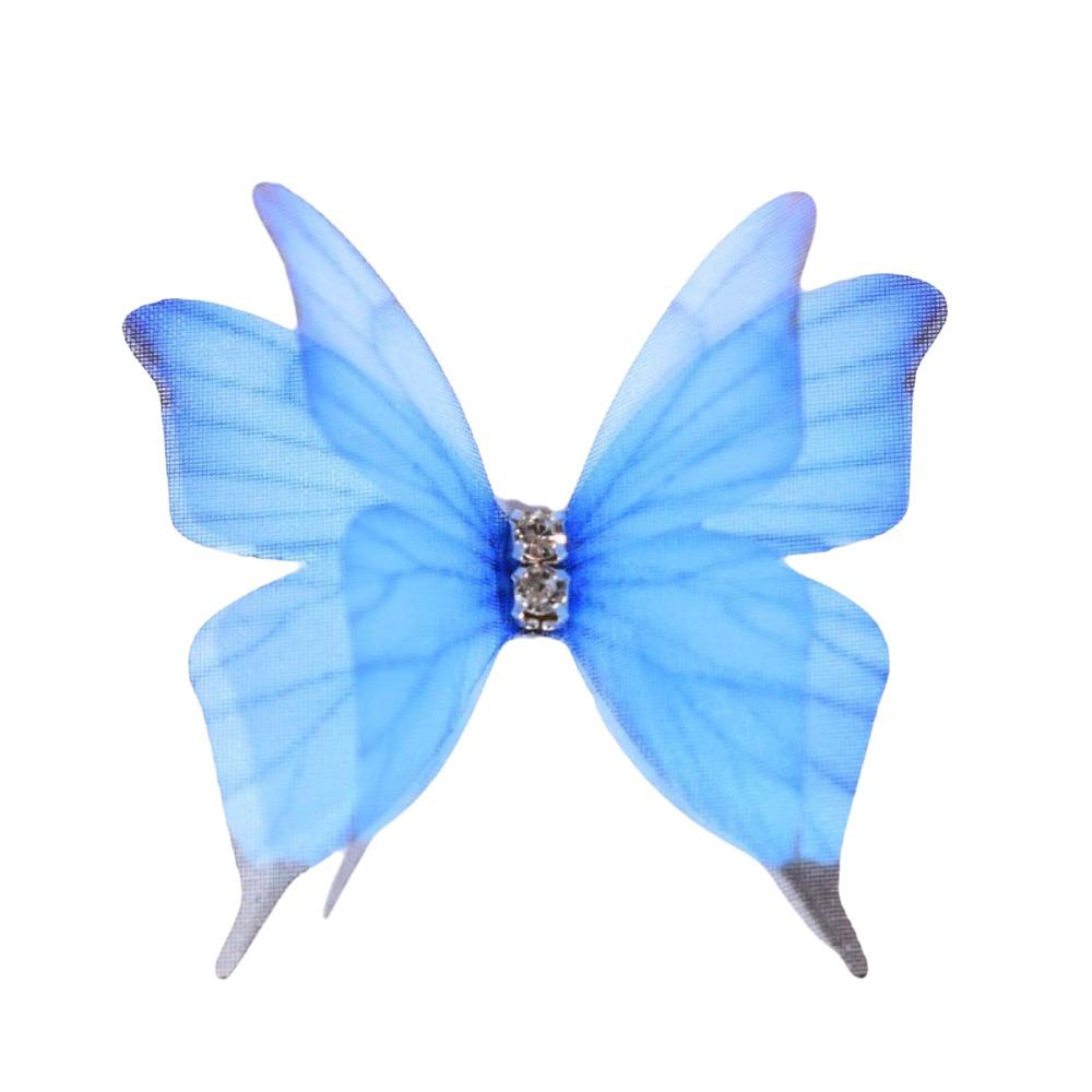 50pcs Gradient Color Fairy Chiffon Butterfly 4CM Sewing Craft Decoration  Garment Design Materials