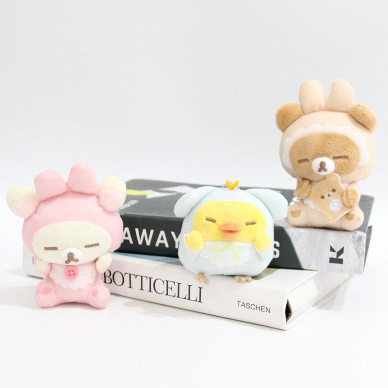 Rilakkuma Cute Rabbit Plush Pendant Soft Fluffy Mini Doll Keychain Lovely Cartoon Stuffed Charm For Backpack