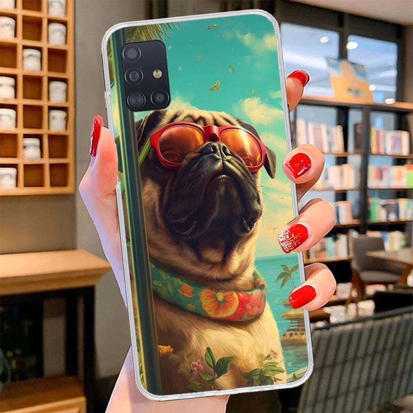 Love Pugs Cute Dog Cover Phone Case For Samsung Galaxy A12 A22 A32 A52 A72 A02S Phone Case Note 20 Ultra 10 S10 Plus A51 A71 A50