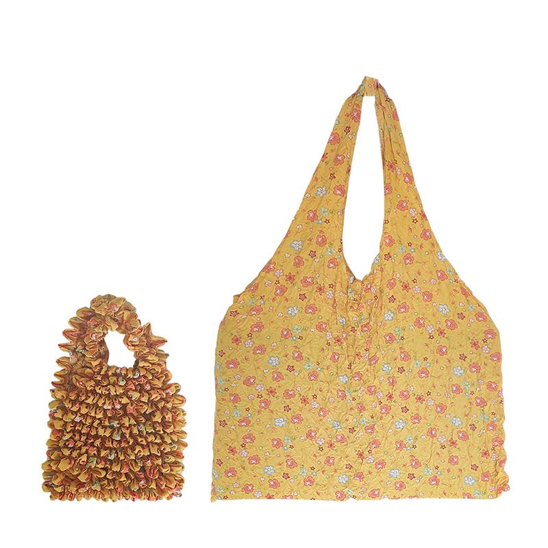 Flower Expansion Fold Pleated Flexible Stretch Mini Shopping Bag Large Capacity Bubble Elastic Portable Handbag Storage Bag