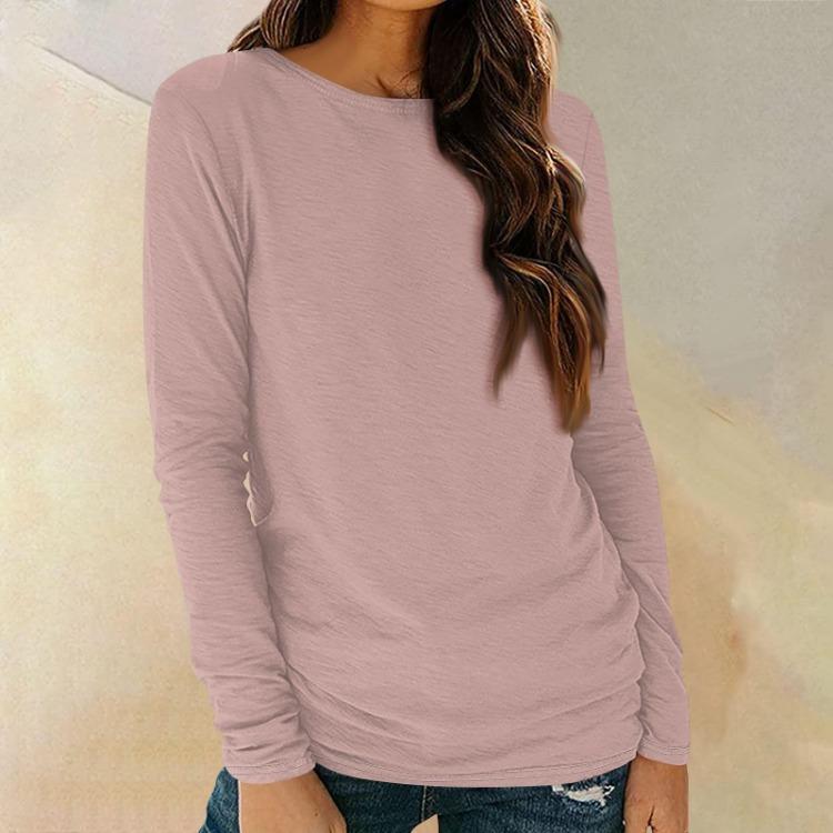 Trendy Fall Tunic Outfits Womens Fitted T Shirts Casual Long Sleeve Round Neck Basic Tee