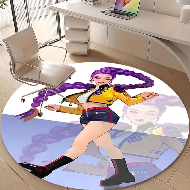 1pc KPop Demon Hunters RUMI2 Design Printed Area Round Carpet for Bedroom Living Room Home Decor Rugs Mat Non Slip Mat Rug for Bedside