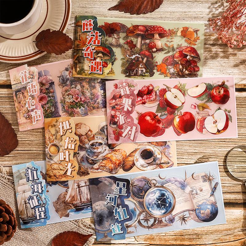 3 Pcs Vintage Stickers Pack Adhesive Diy Hand Account Diary Album Scrapbooking Accessories Handmade Junk Journal Supplies