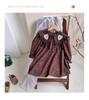 Blumen-Retro-Mädchenkleid im koreanischen Stil - Herbst 2026 Kollektion, Langarm, Rundhalsausschnitt mit Revers