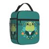 Cute Frog Lunch Bag for Women Boys Girls Portable Lunch Box Reusable Cooler Tote Bag for Office Work School Picnic Beach Travel