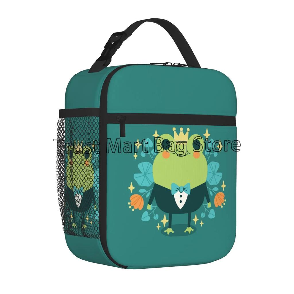 Cute Frog Lunch Bag for Women Boys Girls Portable Lunch Box Reusable Cooler Tote Bag for Office Work School Picnic Beach Travel