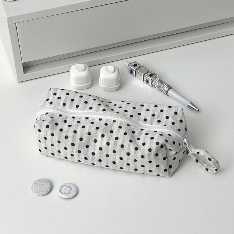 Moderne schlichte Pünktchen-Design Federtasche Große Kapazität Schüler-Schreibwarentasche Reise-Kosmetiktasche Aufbewahrungstasche