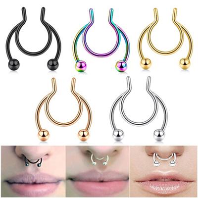 Unisex Stainless Steel Piercing Nose Clip Ring Stud Jewelry Accessories