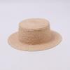 Vintage Panama Flat Top Top Hat Women's Autumn and Winter New British Fashion Straw Hat Sunshade Sunscreen Vacation Beach Hat