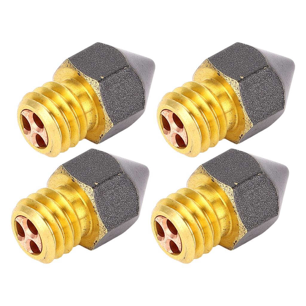 4 Pcs 3D Printer Nozzles Three Hole High Flow Fast Printing Extruders PTFE Coated Brass Print Head