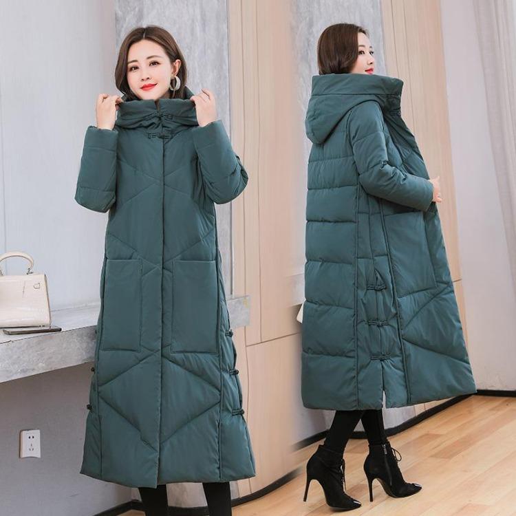 New Style Women's Winter Thickened Down Coat Long Over Knee Loose Cotton Coat
