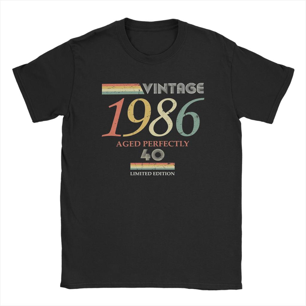 Streetwear TShirt Summer Vintage 1986 40th Birthday Aged Perfectly Gift Novelty T Shirts Cotton Tee Shirt for Couple Top Tees