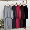 Loose casual style knitted suit women's autumn and winter new large size V-neck sweater wide-leg pants two-piece set