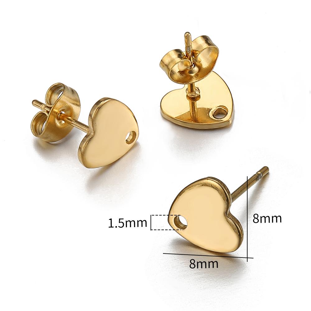 10pcs Stainless Steel Ear Studs Smooth Surface Dangle Earring Base with Hole for Pendant DIY Jewelry Making Accessories Supplies