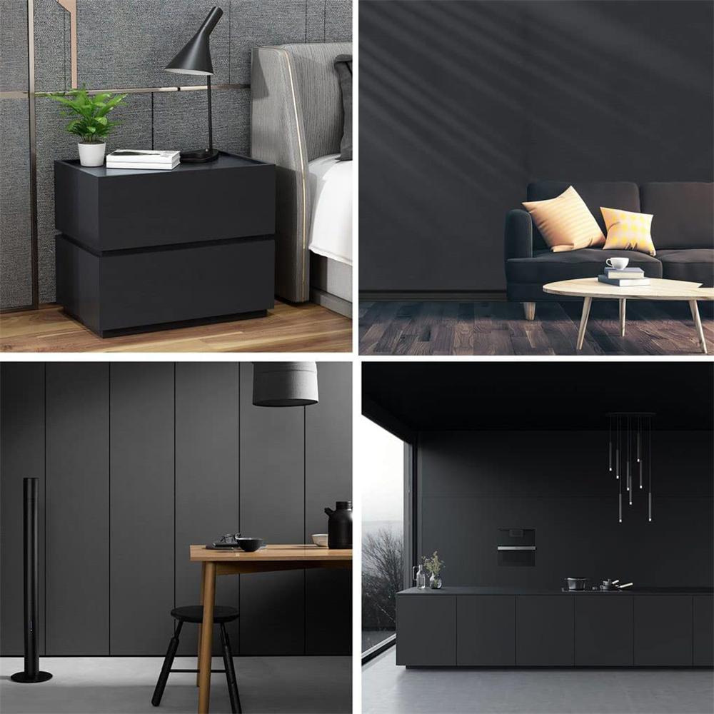 80cm Width Matte Black Wallpaper Vinyl Self-Adhesive Shelf Liner Drawer Peel and Stick Countertop Removable Wall Contact Papers