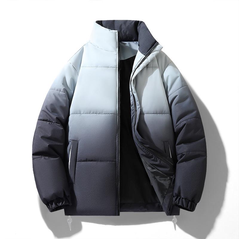 

Unisex Winter Gradient Cotton Jacket - Loose Stand Collar Padded Coat for Men and Women M