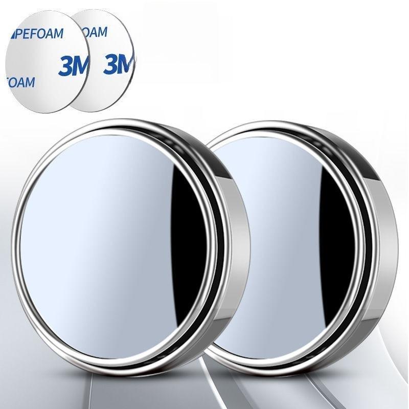 New 2pcs Convex Mounted Auxiliary Rear-view Mirror 360 Degree Rotation Wide-angle Round Frame Blind Spot Rear-view Mirror