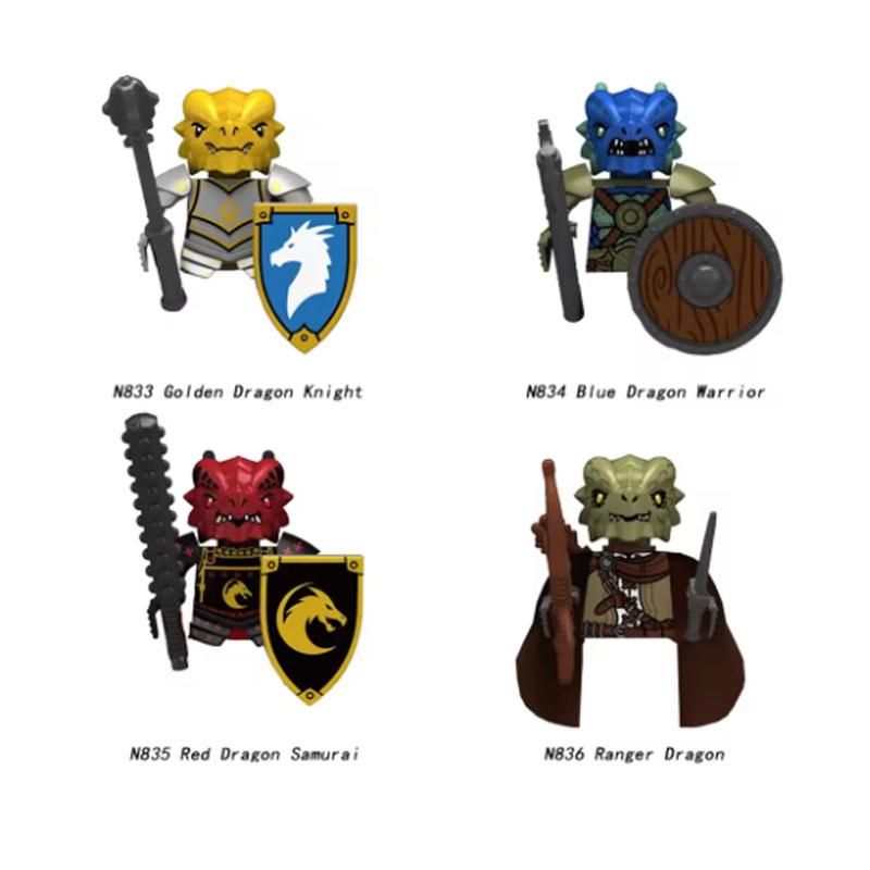 MOC Building Blocks Medieval Character Accessories Warhorses Militiamen Dragons Castles Knights Brick Gifts Toy Helmets Shields