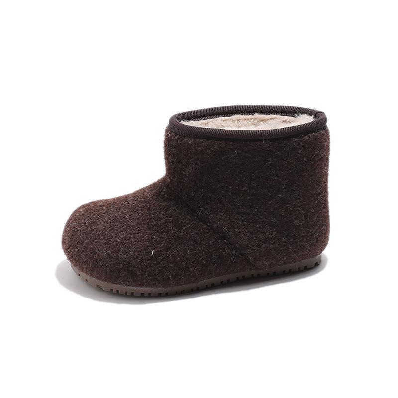 

New winter girls fleece-lined children s shoes, fashionable boys fleece-lined boots, warm short boots, children s shoes 21Inner Length13.5cm коричневый