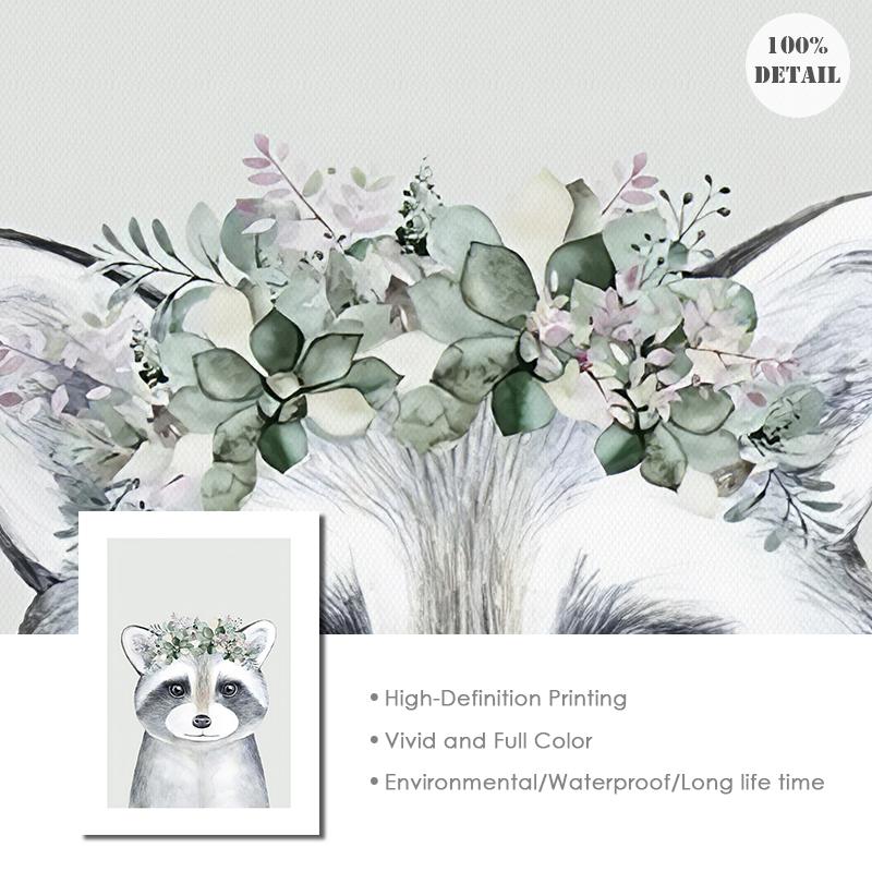 Baby Animal Canvas Painting Deer Bear Poster Rainbow Unicorn Nursery Wall Art Print Nordic Child Kids Bedroom Decoration Picture