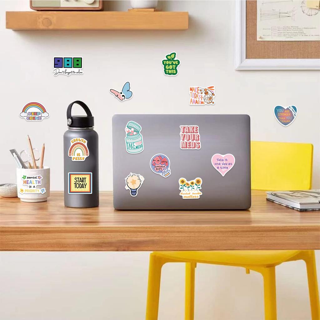 50 Cartoon Mental Health Graffiti Stickers Decorate Guitar Notebook Suitcase DIY Waterproof