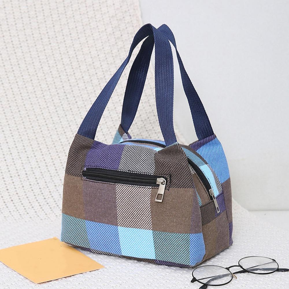 Women Fashion Zipper Oxford Cloth Bag Waterproof Casual Lunch Box Lightweight Vegetable Shopping Bag